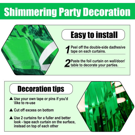 Perdea Franjurata, Cyrax, Model Decor Petrecere, pentru Fundal de Poze, Amenajare Colorata a Petrecerii, Dimensiune 100x200 cm, Verde