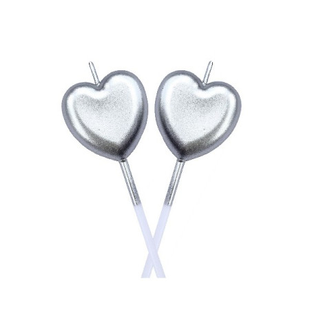 Lumanare de Tort, Cyrax, Model Inima, Party, 8.5 x 3 cm, Argintiu