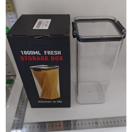 Recipient din Plastic, Cyrax, pentru Alimente/Obiecte, Inchidere Ermetica, 10.2 x 24.2 cm, 1800 ml, Transparent