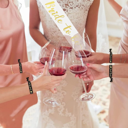 Set 11 Bratari, Cyrax, pentru Petrecerea Burlacitelor, din Panza, Marime Universala, Alb/Negru