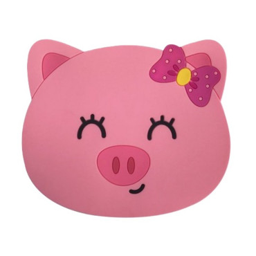 Suport pentru Pahar, Cyrax, Model Urs Purcelus, din PVC, 15.5x15.5 cm, Rezistent la Caldura, Roz