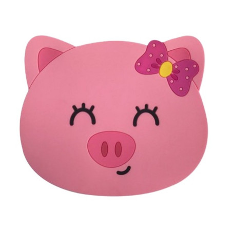 Suport pentru Pahar, Cyrax, Model Urs Purcelus, din PVC, 15.5x15.5 cm, Rezistent la Caldura, Roz