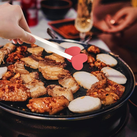 Cleste Creativ pentru Mancare, Cyrax, Model Inimioare din Silicon, 14.5x3 cm, Rezistent la Temperaturi Inalte si Coroziune, Rosu