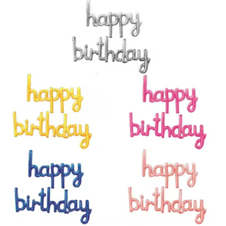 Set Baloane din Folie Metalizata, Cyrax, Model Happy Birthday, 45x85 cm, 45x124cm, Baloane Party, Ambalaj Individual, Pai Inclus, Umflare cu Aer sau Heliu, Roz