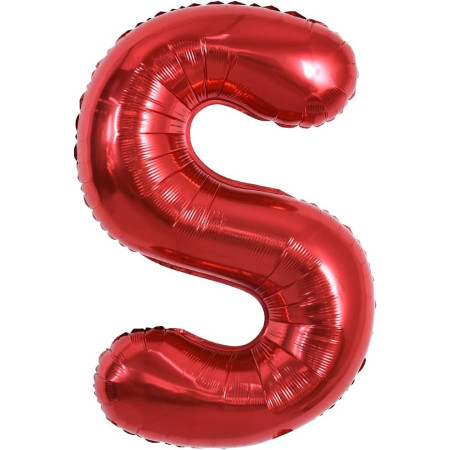 Balon Folie Metalizata Litera S, Cyrax, 40 cm, Umflati cu Heliu sau Aer, Ambalaj Individual, Pai inclus, Rosu