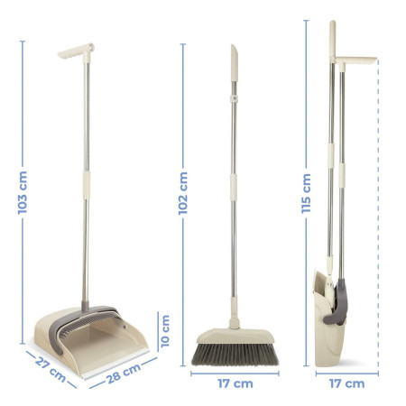 Set matura si faras cu coada,  Pentru uz casnic, Plastic/Otel, Maro/Bej, Depozitare verticala, 26x25.5x83 cm