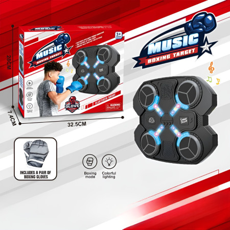 Jucarie de Boxat cu Muzica si Lumini, Cyrax, Manusi Incluse, 32.5x28x7.4 cm, 930 g, Negru