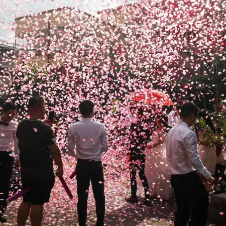 Tun Confetti, Cyrax, Confetti Inimioare si Mesaj Love, 40 x 5 cm, Roz Alb