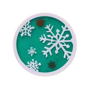 Suport pentru Pahar, Cyrax, Model Fulg de Nea, din PVC, 10 cm, Rezistent la Caldura, Verde