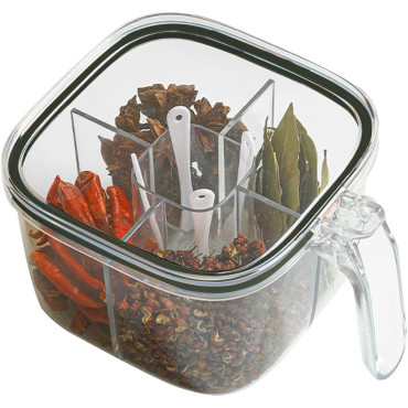 Cutie Depozitare Alimente, Cyrax, din Plastic/Silicon, 20 x 10 x 10 cm, 5 Compartimente, Alb/Verde