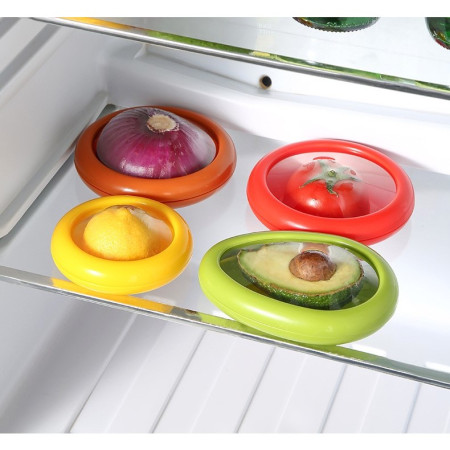 Set 4 Recipiente pentru Pastrarea Proaspata a Legumelor, Cyrax, Cutii Portabile Sigilate Anti-oxidare, 4 Forme Diferite pentru Legume sau Fructe, Culori diferite