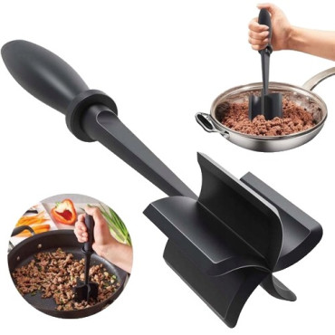 Tocator de Carne Manual, Cyrax, cu Lama pentru Tocarea si Amestecarea Carnii, 28x6cm, cu 5 Lame Curbate, Rezistent la Caldura, Multifunctional, Plastic Rezistent, Negru