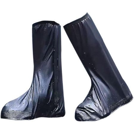 Protectie Incaltaminte pentru Ploaie si Noroi,  Impermeabila, Talpa Antiderapanta, cu Fermoar si Capsa, Inaltime 40 cm, Marime L 38-39, Negru