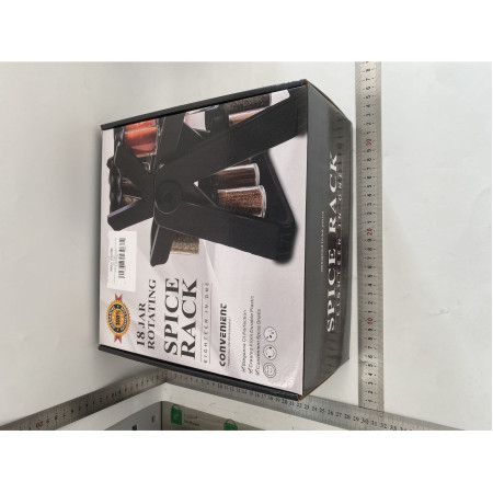 Suport Pentru Condimente Rotativ, Cyrax, Multifunctional, Pivotant 360°, Portabil, Usor de Montat, 34x23 cm, ABS/Sticla, Negru