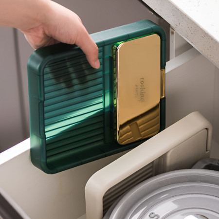 Suport Pliabil, Cyrax, pentru Capace, Linguri, Multifunctional, Plasare pe Blatul de Bucatarie, 18.9x16.2x2.6 cm, Verde