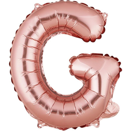 Balon Folie Metalizata Litera G, Cyrax, 40 cm, Umflati cu Heliu sau Aer, Ambalaj Individual, Pai inclus, Rose Gold