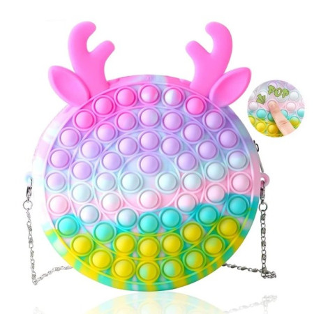 Jucarie antistres din silicon Cyrax, Pop it Now and Flip It ,Geanta ,Multicolor