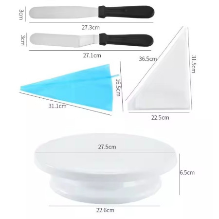 Set 55 Piese Ustensile pentru Ornare Prajituri, Cyrax, din Plastic si Otel Inoxidabil, Multicolor