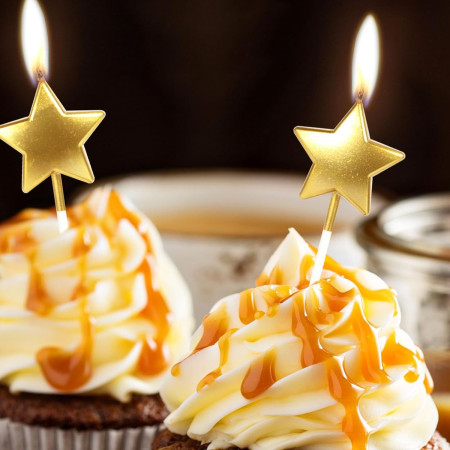 Lumanare de Tort, Cyrax, Model Steluta, Party, 8.5 x 3.2 cm, Auriu