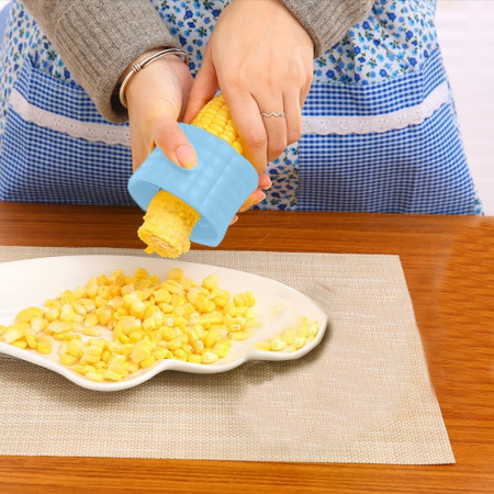 Ustensila pentru Curatare Porumb, Cyrax, Diametru 3.6 cm, din Plastic si Otel Inoxidabil, Albastru