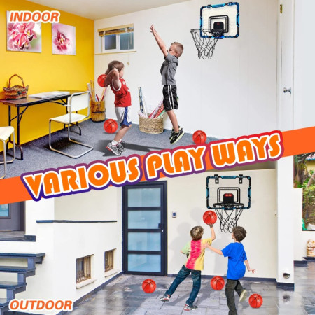 Cos de Baschet pentru Copii, Cyrax, cu Tablou de Bord Electronic, Minge, Pompa, 2 Moduri, Interior/Exterior, Inel Metalic si Rabatabil cu Arc, Luminos, 41x31x5 cm, Multicolor