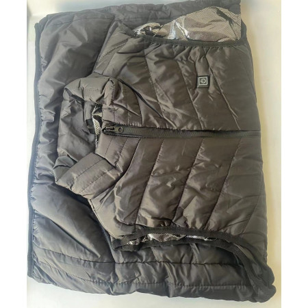 Vesta Inteligenta Incalzita,  Unisex, 2 Zone de Incalzire, Umplutura Bumbac, 3 Trepte de Temperatura, Incarcare USB, Negru, 45 - 58 kg, Marime L