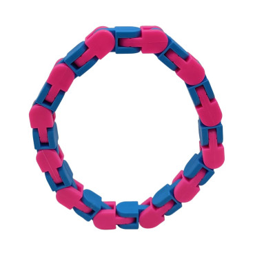 Jucarie Senzoriala Antistres, Cyrax, Fidget Toys, Puzzle de Imbinat Tip Sarpe, 24 Piese, +3 Ani, Albastru/Roz