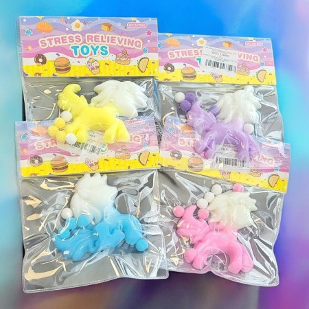 Jucarie Antistres Squishy, Cyrax, cu Revenire Lenta, Squeeze Pinch Family, Model Unicorn, Ambalaj Transparent, multicolor