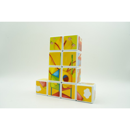 Cyrax Set inteligent de cuburi magnetice pentru copii, 10 piese, cutie depozitare, puzzle parc de distractii, +3 ani, multicolor