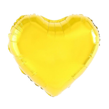 Balon din Folie Metalizata, Cyrax, Figurina Inimioara, Model Simplu, Tematica Iubire, 40 cm, Ambalaj Individual, Pai Inclus, Umflare cu Aer sau Heliu, Auriu