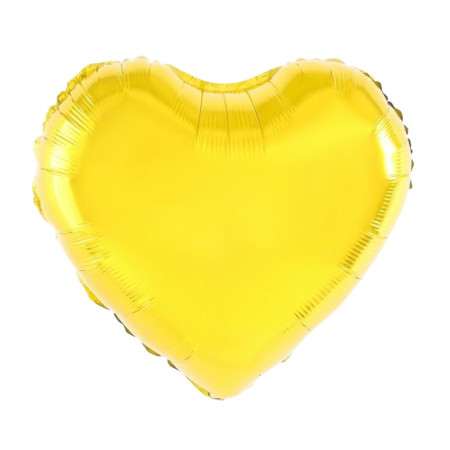 Balon din Folie Metalizata, Cyrax, Figurina Inimioara, Model Simplu, Tematica Iubire, 40 cm, Ambalaj Individual, Pai Inclus, Umflare cu Aer sau Heliu, Auriu