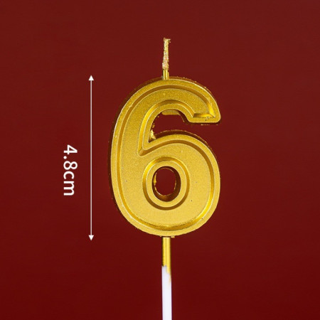 Lumanare pentru Tort Cifra 6, Cyrax, 4.8 cm, Aniversare, Aurie