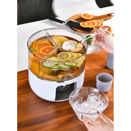 Dozator de apa Cyrax, 3 compartimente rotative, capacitate mare de 3l, alb