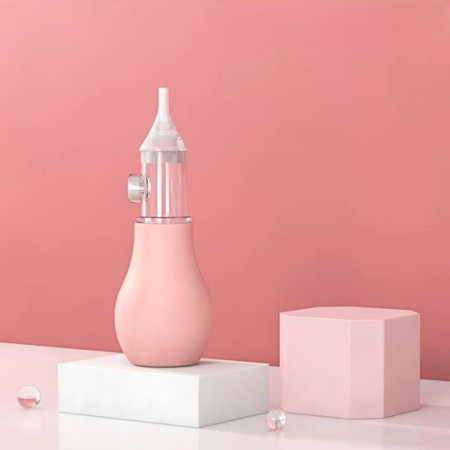 Set Aspirator Nazal pentru Copii, Cyrax, Manual, Anti-Reflux, cu Pompita, Usor de Curatat, Varf din Silicon, 11.2x4cm, Roz