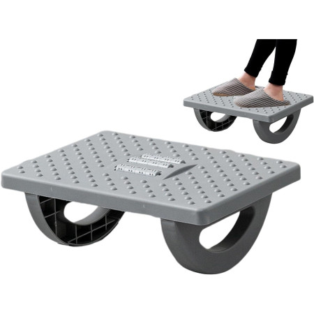 Suport Ergonimic pentru Picioare,  Plastic, cu Role de Masaj pentru Talpi, pentru Birou, Usor de Transportat, Detasabil, 33.5x24x12 cm, Gri