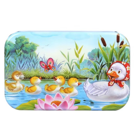 Puzzle 60 de Piese din Lemn in Cutie Metalica, Cyrax, Model Ratuste, Educativ, Dezvoltare Abilitati Cognitive, pentru Prescolari, 22.5x13.5 cm, Multicolor