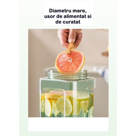 Dozator portabil pentru bauturi Cyrax, 3.5 litri, capac etans, duza deschidere/inchidere, recipent din plastic, gradat, filtru, maner, pentru diverse bauturi, 29.7 x 14.1 x 14.4 cm, verde