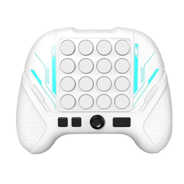 Jucarie Interactiva Pop It, Cyrax, Tip Consola, Anti-Stres, 5 Moduri de Joc, din ABS si Silicon, +3 Ani, Sunete si Lumini Model Controller, Alb