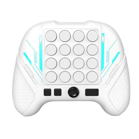 Jucarie Interactiva Pop It, Cyrax, Tip Consola, Anti-Stres, 5 Moduri de Joc, din ABS si Silicon, +3 Ani, Sunete si Lumini Model Controller, Alb