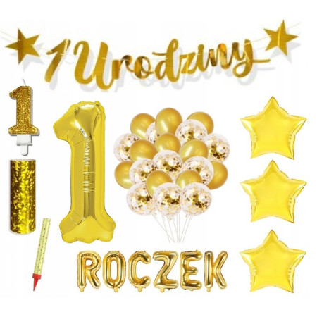 Balon din Folie Metalizata, Cyrax, Figurina Stea, Model Simplu, Tematica Aniversare, 40 cm, Ambalaj Individual, Pai Inclus, Umflare cu Aer sau Heliu, Auriu