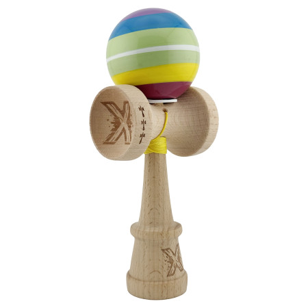 Kendama X Originala, Profesionala, Cyrax, Legendary Spectrum, Cupe Mari KING SIZE V3, Super Sticky, Gaura in Baza, Rulment Metalic, din lemn 18 cm, Ata 55 cm, Multicolor