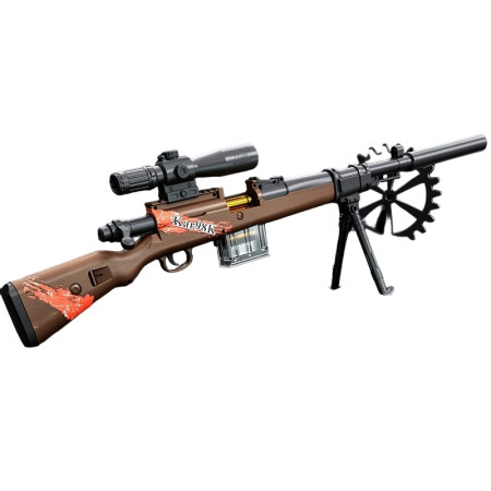 Pusca de Jucarie 98K Ultrarealista, Cyrax, Manuala, cu Luneta, 10 de Proiectile din Spuma Moale, 5 Cartuse, 103 cm, 14 ani+, Maro