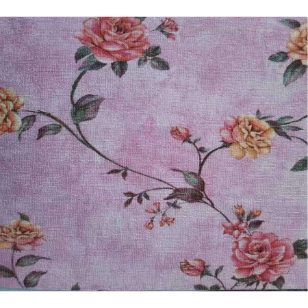 Rola Autoadeziva pentru Perete,  din Panza, 10 m, Rezistenta la Umezeala, 2.5 mm Grosime, Model Trandafiri, Roz