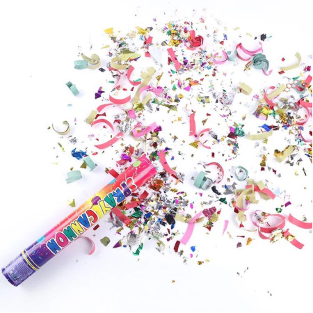 Tub de Confetii, Cyrax, Clasic, 40x5 cm, Confetii Asortate din Plastic, Eliberare prin Rasucire, Multicolor