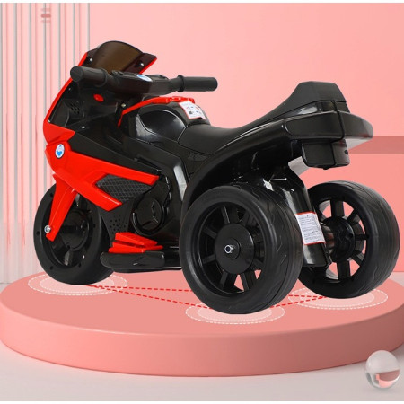 Motocicleta Electrica Cyrax, cu Acumulator, cu Sistem Anti-Rasturnare, Sistem de Lumini si Sunet, 1-4 Ani, 42 x 68 x 36 cm, Rosu