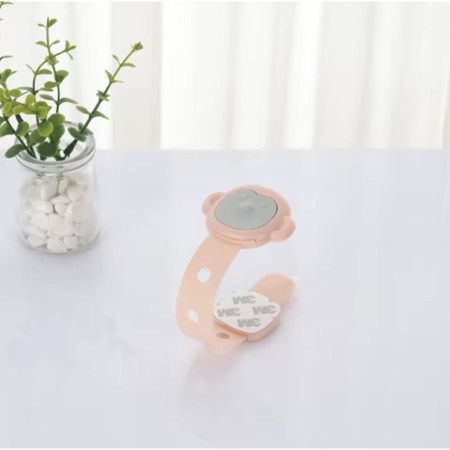 Siguranta pentru Usi Copii,  Sistem de Blocare Sertare, Dulap, Frigider, Adeziv, cu Sistem de Inchidere Dublu, Model Maimutica, Roz