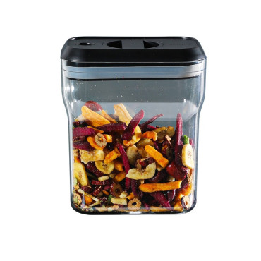 Recipient din Plastic, Cyrax, pentru Alimente/Obiecte, Inchidere Ermetica Rotire 90 grade, 2l, 20.5 x 10.5 x 27 cm, Transparent