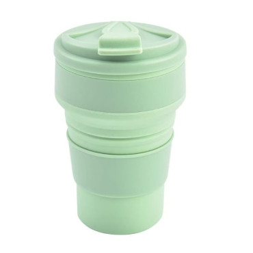 Pahar pliabil din silicon Cyrax, pentru calatorii, camping, 350 ml,  8.2x6.3x9.1 cm, verde