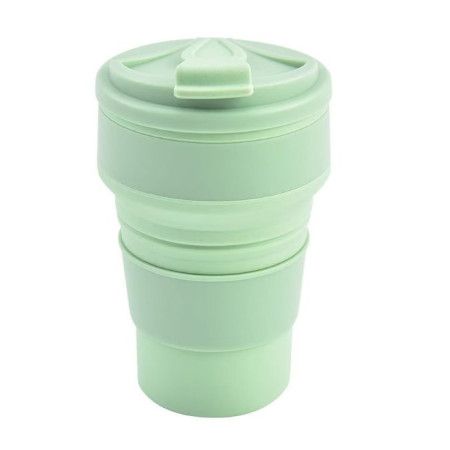 Pahar pliabil din silicon Cyrax, pentru calatorii, camping, 350 ml,  8.2x6.3x9.1 cm, verde