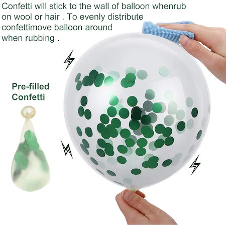 Set 15 baloane pentru petrecere, Cyrax, alb/verde, 30 cm